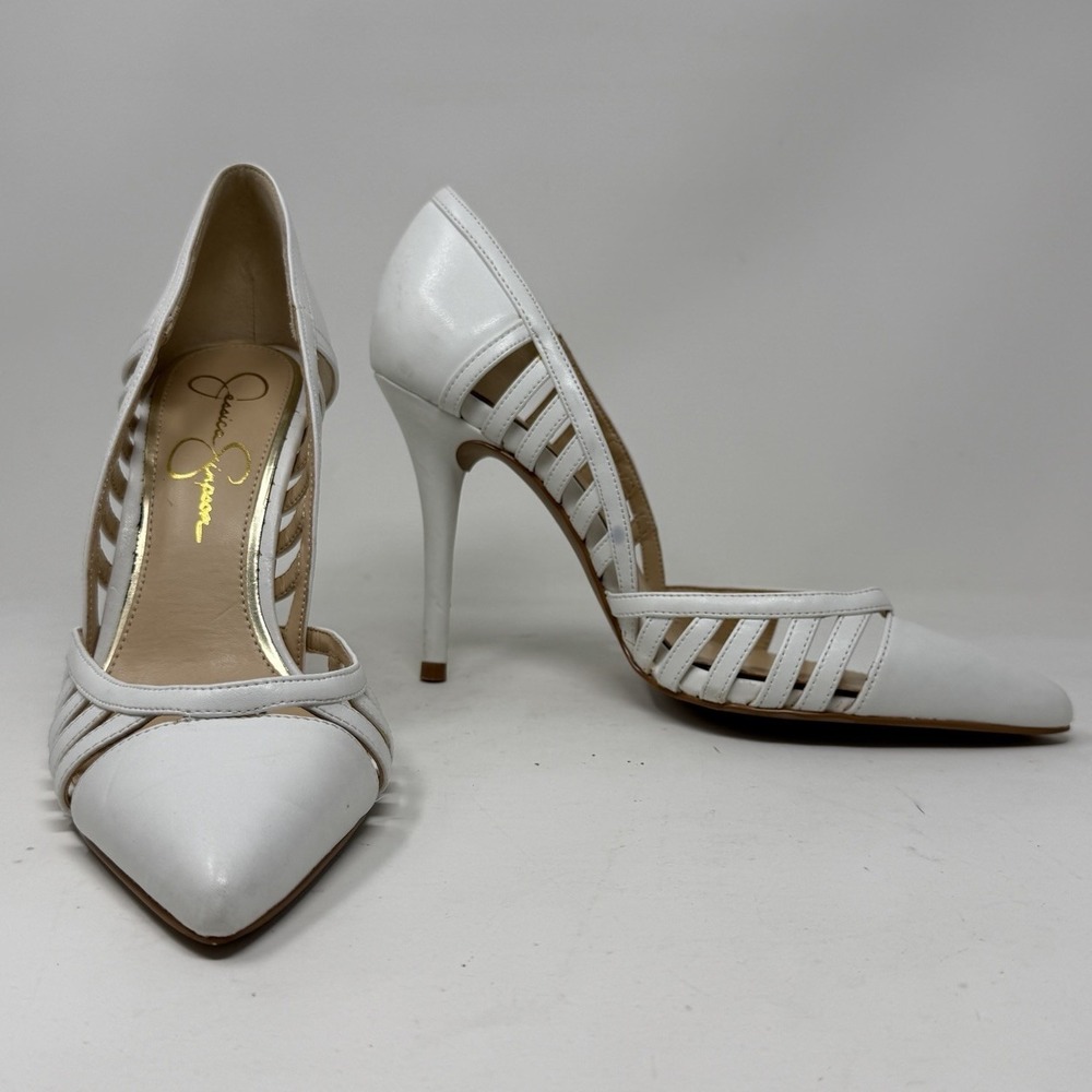 Jessica Simpson White  Pointed Toe Cut-out  Stiletto Heels Size 9 Bridal/ Prom